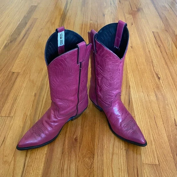 SUPER RARE RASPBERRY PINK COWBOY BOOTS - Picture 5 of 12